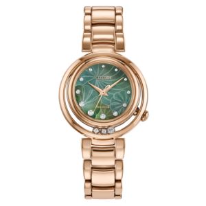 Ladies+Citizen+L+Arcly+EcoDrive+Rose+GoldTone+SS+Watch+Green+MOP+Dial