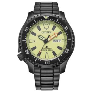 Mens+Promaster+Dive+Fugu+Automatic+Black+IP+Stainless+Steel+Watch+Yellow+Dial