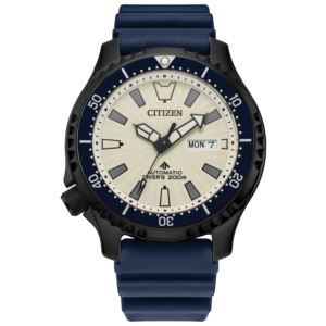 Men%27s+Promaster+Dive+Fugu+Automatic+Blue+Polyurethane+Strap+Watch+White+Dial