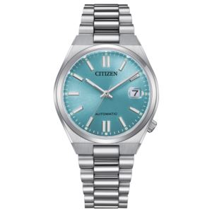 Unisex+Tsuyosa+Automatic+EcoDrive+SilverTone+SS+Watch+Ice+Blue+Dial