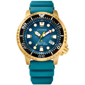 Mens+Promaster+Dive+EcoDrive+Turquoise+Polyurethane+Strap+Watch+Blue+Dial