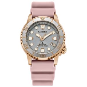 Ladies%27+Promaster+Dive+Eco-Drive+Blush+Polyurethane+Strap+Watch+Silver+Dial