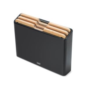 Folio+Steel+pc+Bamboo+Cutting+Board+Set+w+Stainless+Steel+Case+Black