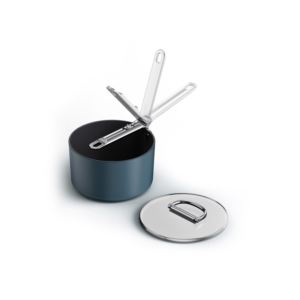 Space+2.9qt+Ceramic+Nonstick+Space+Saving+Saucepan+w%2F+Lid+Midnight+Blue