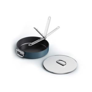 Space+3.8qt+Ceramic+Nonstick+Space+Saving+Saute+Pan+w%2F+Lid+Midnight+Blue