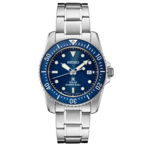 Mens+Prospex+Solar+Diver+Silver-Tone+Stainless+Steel+Watch+Blue+Dial