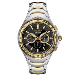 Mens+Coutura+Chronograph+Silver+%26+Gold-Tone+Stainless+Steel+Watch+Black+Dial