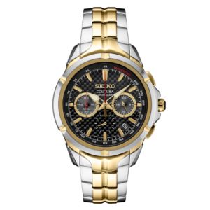 Men%27s+Coutura+Chronograph+2-Tone+Stainless+Steel+Watch+Black+Carbon+Fiber+Dial