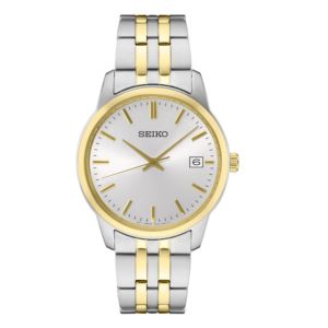 Mens+Essentials+Two-Tone+Stainless+Steel+Watch+White+Dial