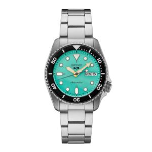 Men%27s+Seiko+5+Sports+SKX+Mid-Size+Silver-Tone+Stainless+Steel+Watch+Green+Dial
