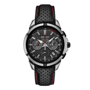 Men%27s+Coutura+Chronograph+Silver+%26+Black+Leather+Watch+Black+Carbon+Fiber+Dial