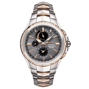 Mens+Coutura+Solar+Perpetual+Chronograph+Two-Tone+Watch+Gray+Dial