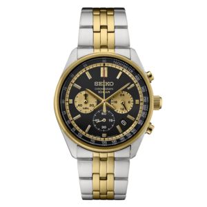 Men%27s+Essentials+Chronograph+2-Tone+Stainless+Steel+Watch+Black+%26+Gold+Dial