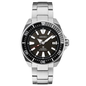 Mens+Prospex+Auto+Diver+Black+%26+Silver+Stainless+Steel+Watch+Black+Dial