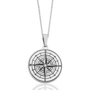 Joyful+Sentiments+Nautical+Compass+CZ+Pendant+Necklace
