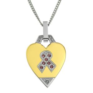Joyful+Sentiments+Gold+Heart+Cancer+Awareness+Ribbon+Two+Tone+Pendant+Necklace