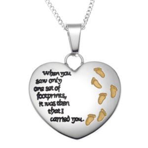 Joyful+Sentiments+Footsteps+in+the+Sand+Heart+Pendant+Necklace