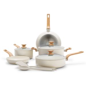 Essence+Ceramic+Nonstick+10pc+Cookware+Set+Cream