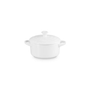 24oz+Stoneware+Round+Mini+Cocotte+White
