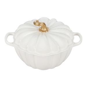 4qt+Cast+Iron+Pumpkin+Cocotte+w%2F+Gold+Stem+White