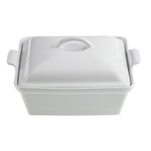 2.5qt+Heritage+Stoneware+Covered+Square+Casserole+White