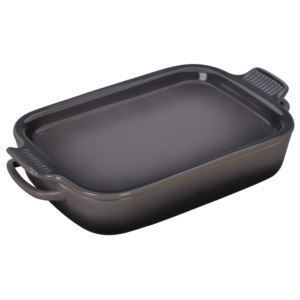2.75qt+Stoneware+Rectangular+Dish+w%2F+Platter+Lid+Oyster