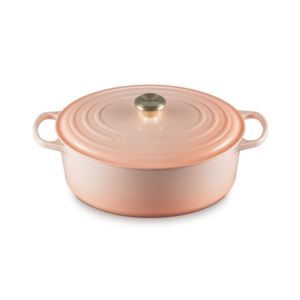 qt+Signature+Cast+Iron+Oval+Dutch+Oven+Peche