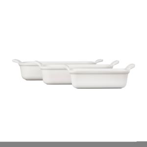 3pc+Heritage+Stoneware+Rectangular+Baking+Dish+Set+White