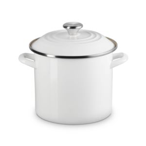 8qt+Enamel+on+Steel+Covered+Stockpot+White