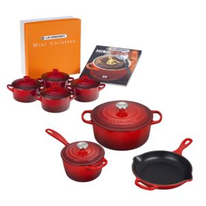 pc+Cast+Iron+Cookware+w+pk+oz+Mini+Cocottes+Cerise
