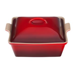2.5qt+Heritage+Stoneware+Covered+Square+Casserole+Cerise