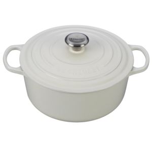 qt+Signature+Cast+Iron+Round+Dutch+Oven+White