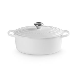 2.75qt+Signature+Cast+Iron+Oval+Dutch+Oven+White
