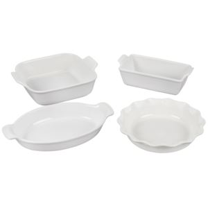 4pc+Heritage+Stoneware+Bakeware+Set+White