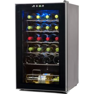 BLACKDECKER+Freestanding+Wine+Fridge+Bottles+With+Compressor+Cooling+Chrome+Shelving+Black
