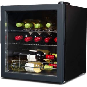 BLACKDECKER+Freestanding+Wine+Fridge+Bottles+With+Compressor+Cooling+Chrome+Shelving+Black