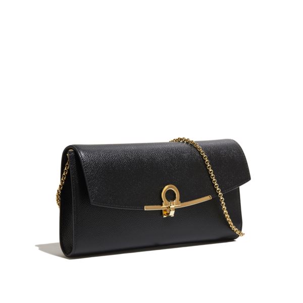 Ferragamo Women Mini Bag with New Gancini Chain Black