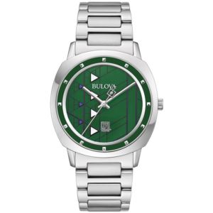 Men%27s+Hollyhock+House+Silver-Tone+Stainless+Steel+Watch+Green+Dial