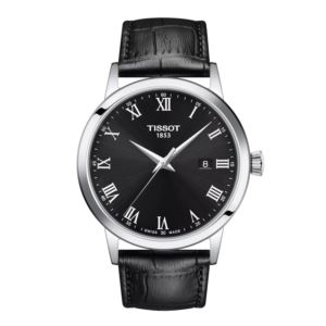 Men%27s+Classic+Dream+Silver+%26++Black+Leather+Strap+Watch+Black+Dial