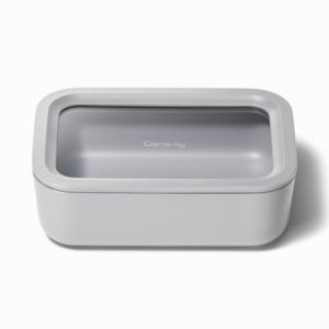 6.6+Cup+Glass+Food+Container+Rectangular+Shape+w%2F+Lid+Gray