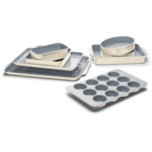 11pc+Non-Toxic+Nonstick+Ceramic+Mega+Bakeware+Set+Cream