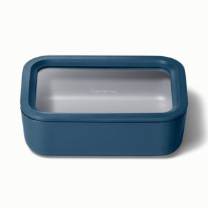 6.6+Cup+Glass+Food+Container+Rectangular+Shape+w%2F+Lid+Navy