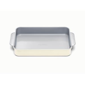 Nonstick+Ceramic+Rectangle+Pan+w+Handles+Cream