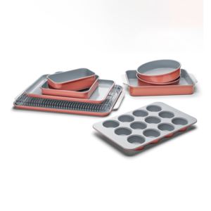 11pc+Non-Toxic+Nonstick+Ceramic+Mega+Bakeware+Set+Perracotta