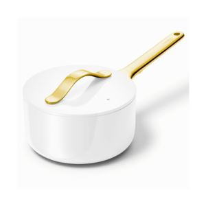 1.75qt+Iconics+Nonstick+Ceramic+Saucepan+White%2FGold