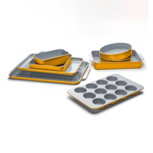 11pc+Non-Toxic+Nonstick+Ceramic+Mega+Bakeware+Set+Marigold