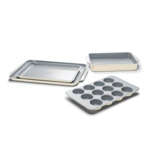 Non-Toxic+Nonstick+Ceramic+Half+Bakeware+Set+Cream