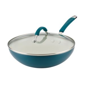 Cucina+Ceramic+Stir+Fry+Pan+w+Lid+Marine+Blue