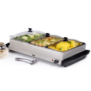 7.5qt+Stainless+Steel+Triple+Buffet+Server%2FWarming+Plate