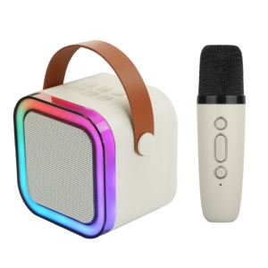 Mini+Karaoke+Bluetooth+Speaker+w%2F+Wireless+Mic+%26+Front+RGB+Sahara